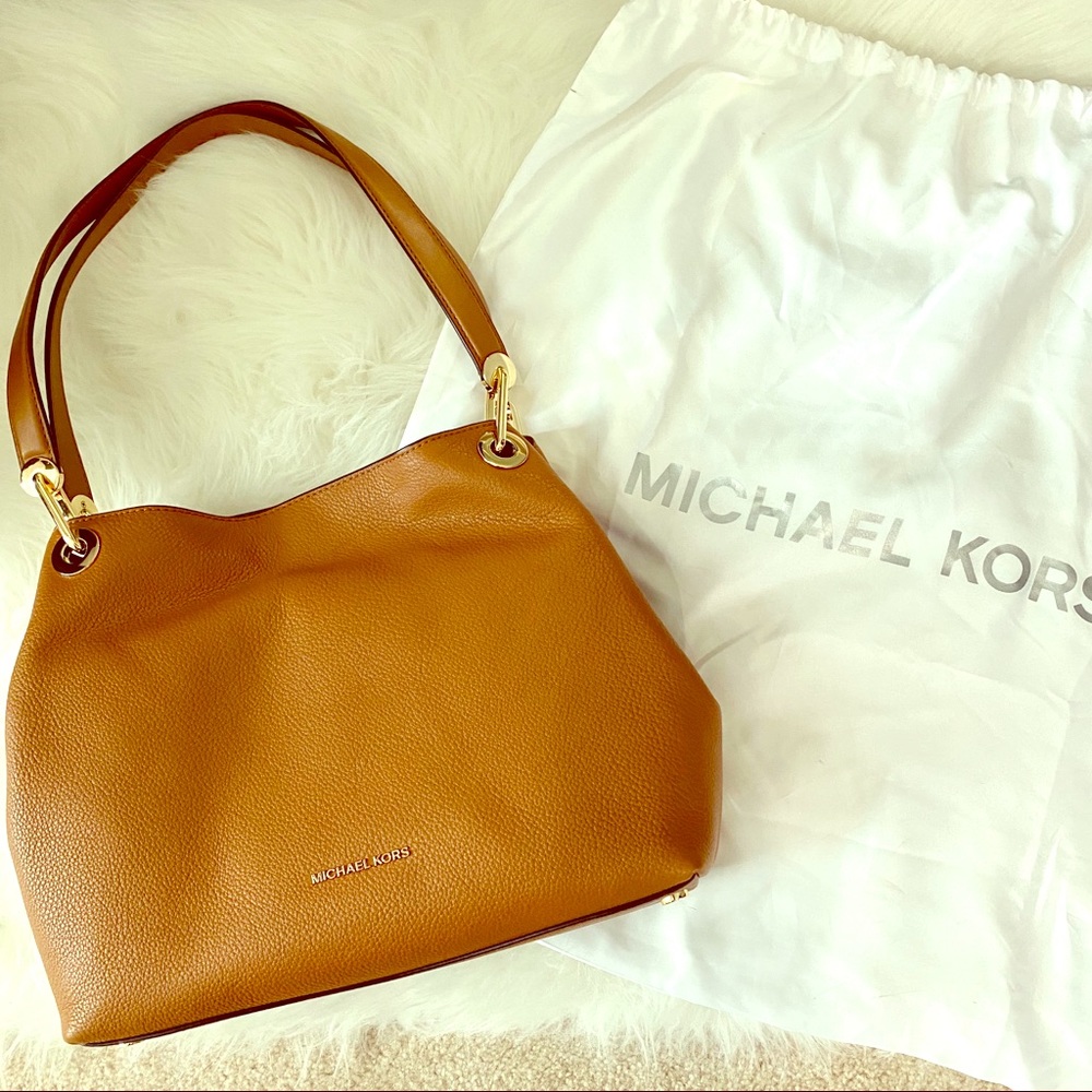Michael Kors Cognac Pebbled Leather Hobo Shoulder Bag